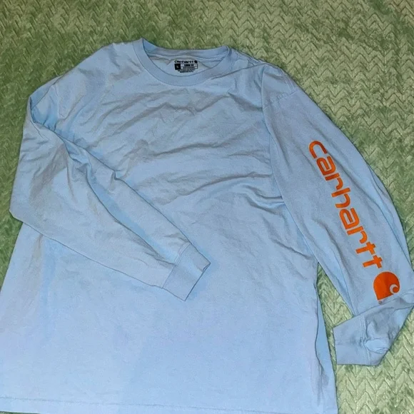 Mens Carhartt Long-Sleeve Powder Blue Shirt - Picture 1 of 5